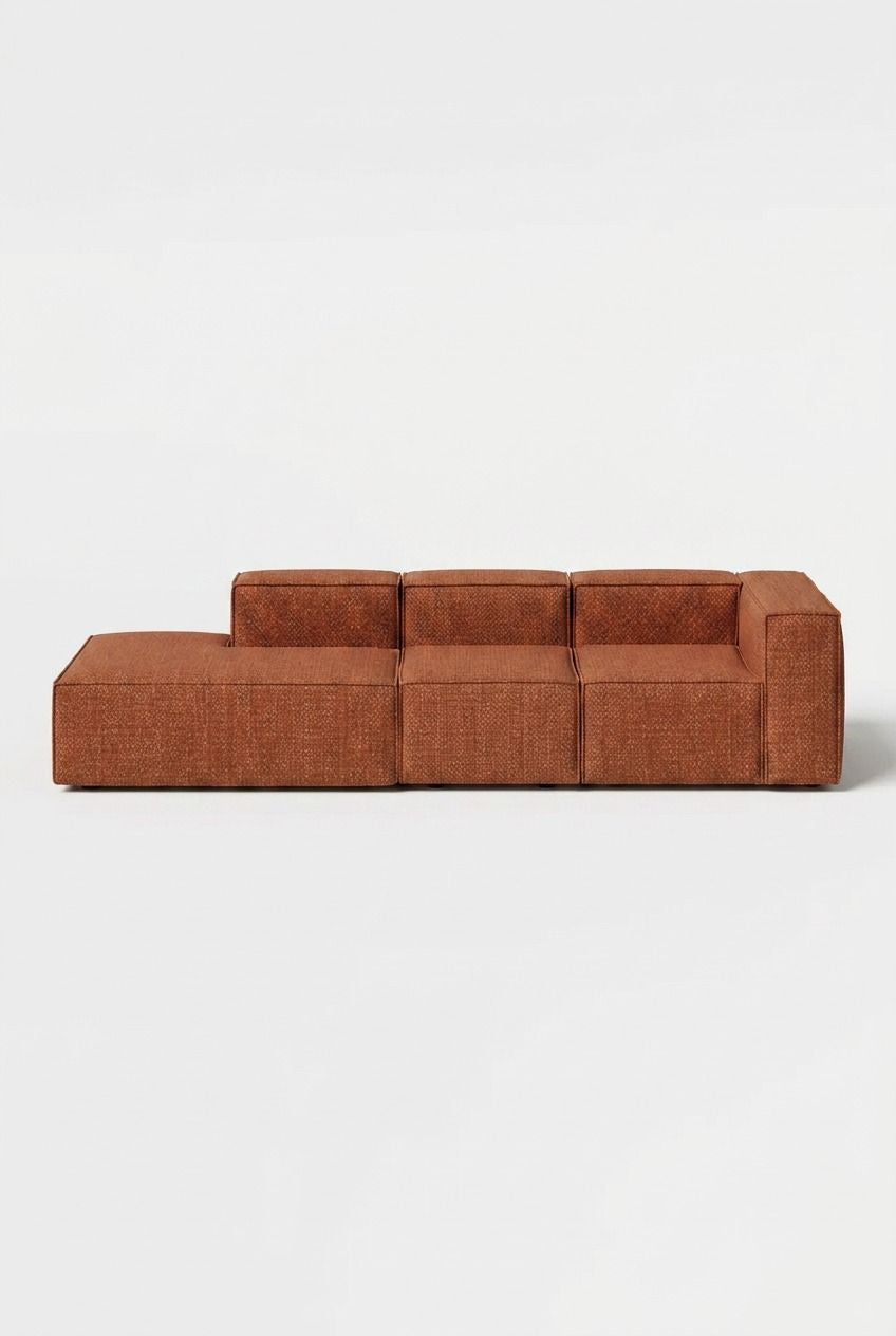 Safa Warm Terracotta 3 Seater Chaise Modular Sofa