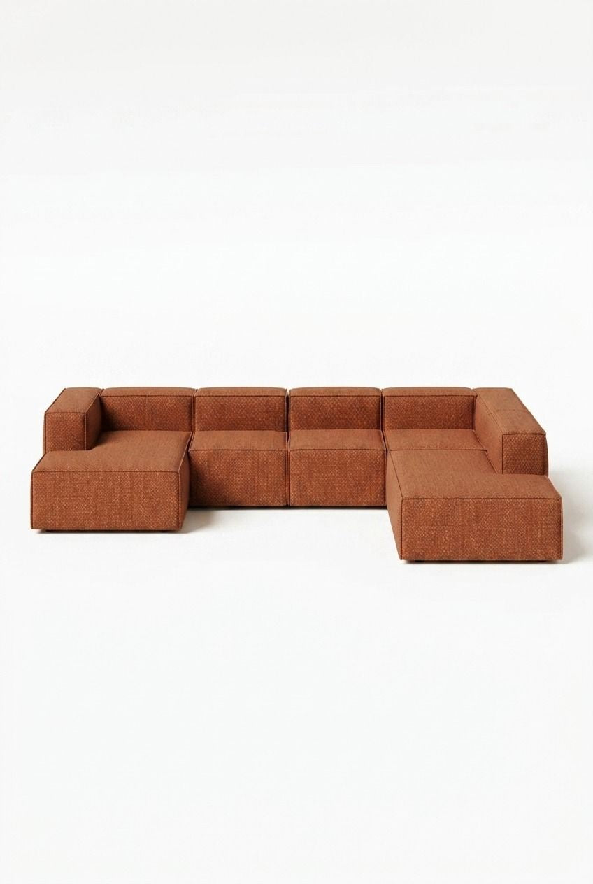 Safa Warm Terracotta U Shaped Sofa