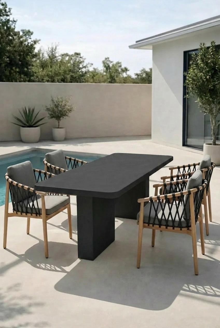 Santorini Black Microconcrete Outdoor Dining Table