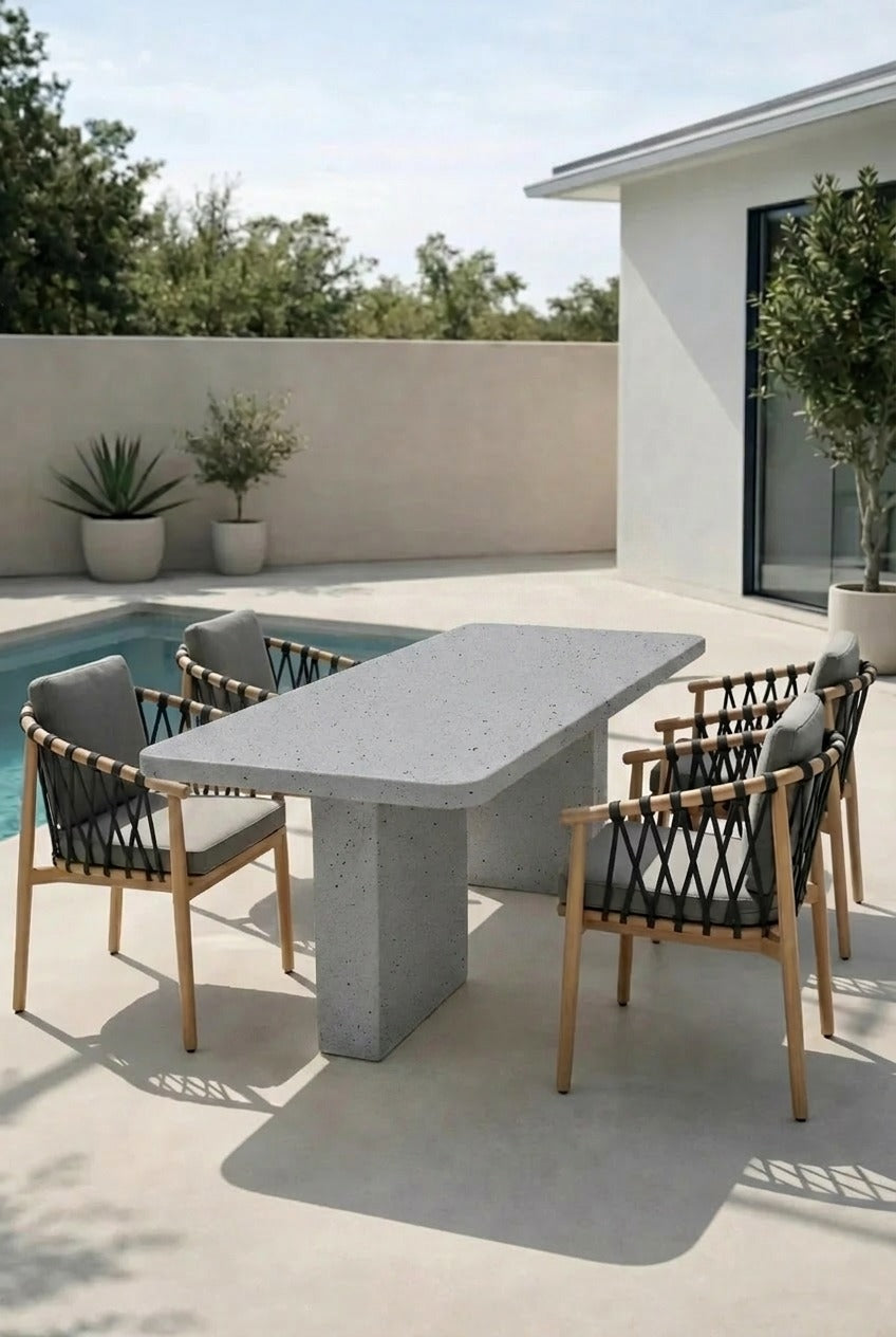 Santorini Grey Speckled Microconcrete Outdoor Dining Table