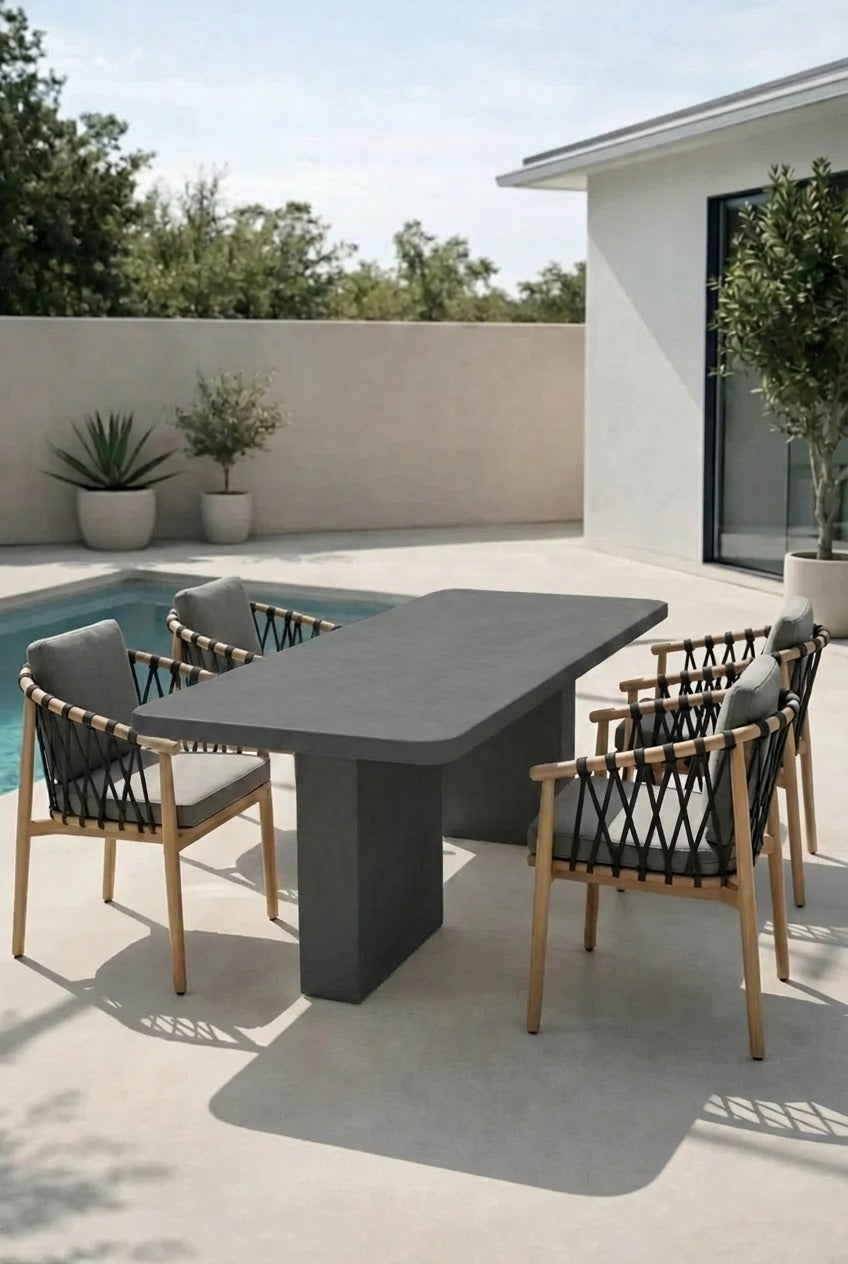 Santorini Midnight Grey Microconcrete Outdoor Dining Table