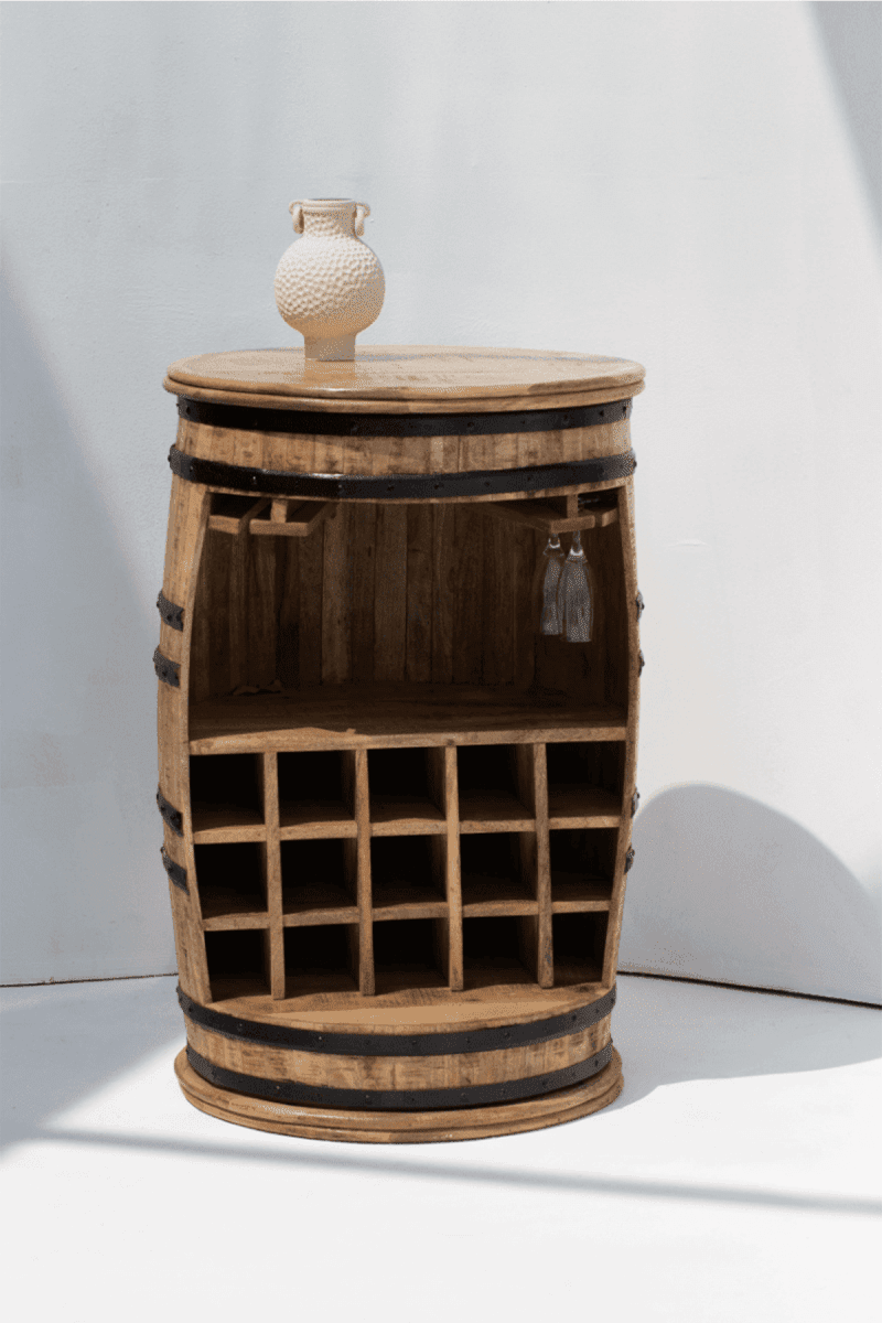 Saylor Industrial Barrel Cocktail Cabinet (100x65CM) TWOA 