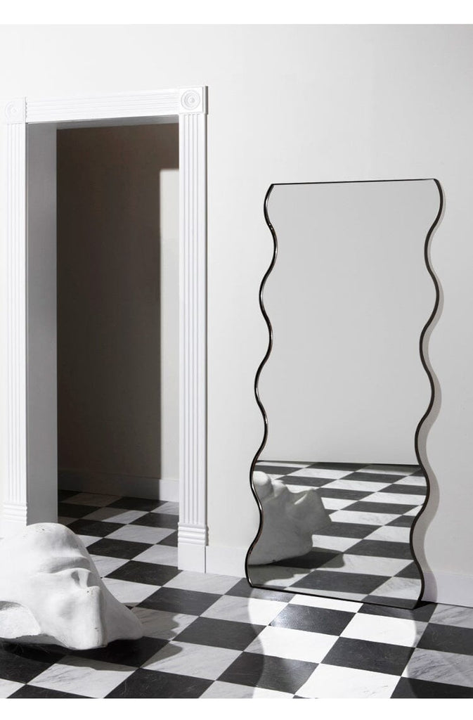 Black Wavy Mirror with Stand (2 Saizes) Mirrors Homekode 