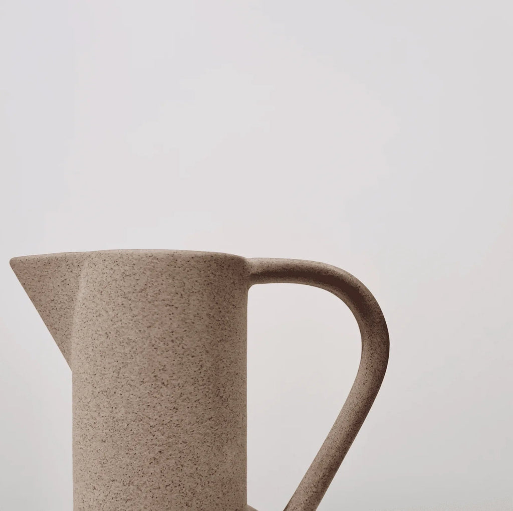 Ceramic Greige Vase with Handle (18CM Height)