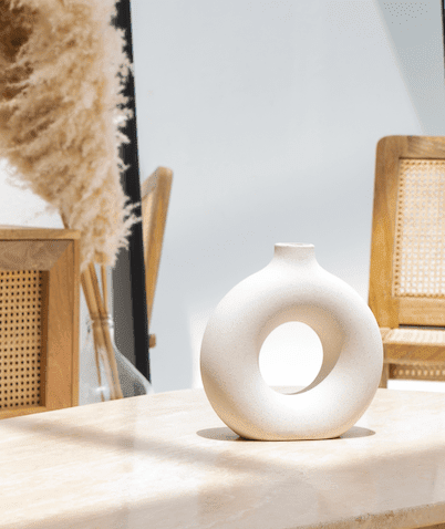 Off-White Ceramic Donut Vase (3 Sizes)