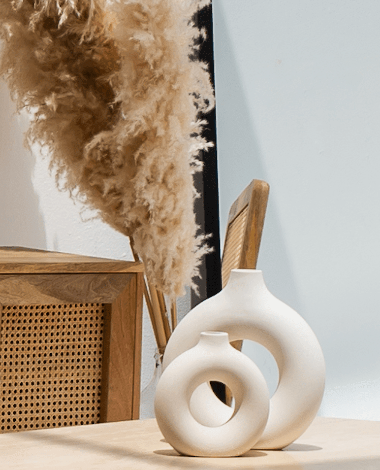 Off-White Ceramic Donut Vase (3 Sizes)