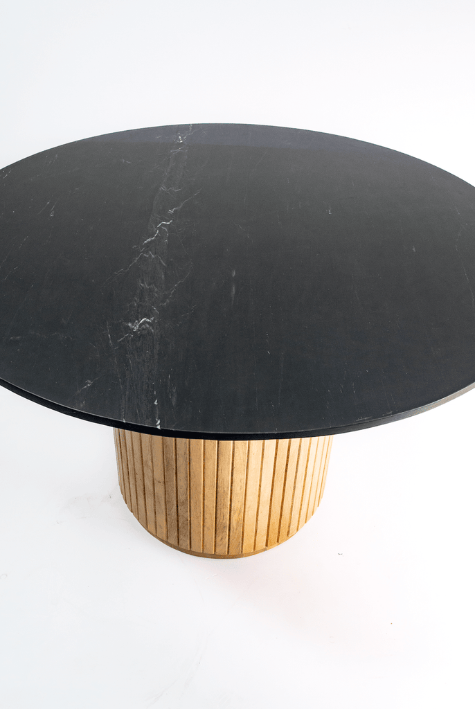 Lireal Black Marble Top Dining Table with Wooden Base Homekode 