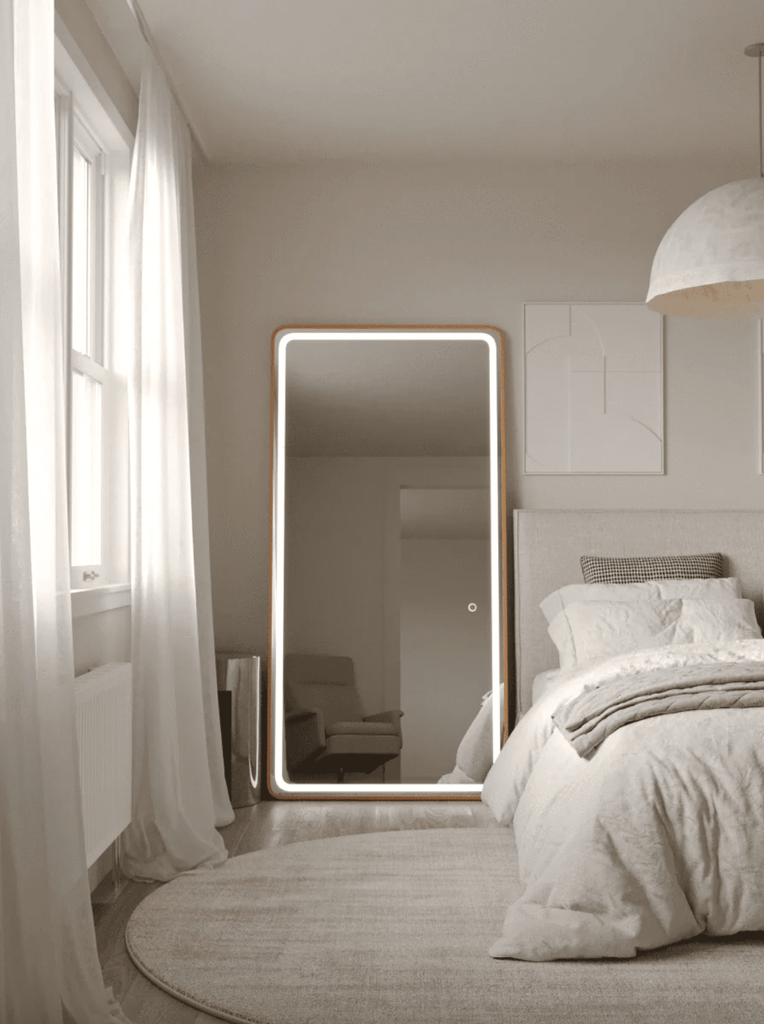 Kayla Gold Frame LED Rectangle Mirror with Rounded Corners (7 Sizes)