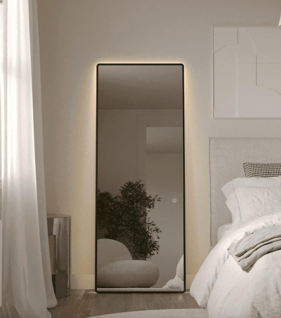 Backlit Rounded Corners Rectangular Black Mirror (2 Sizes) Homekode 