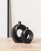 Black Swirly Donut Ceic Vase (3 Sizes)