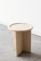 Aria Round Top Travertine Side Table