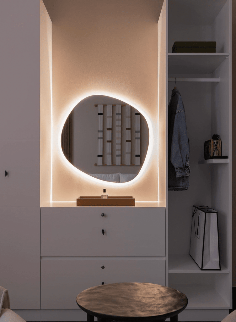 Frameless Irregular Square Wall Mirror with Backlit LED (2 Sizes Available)