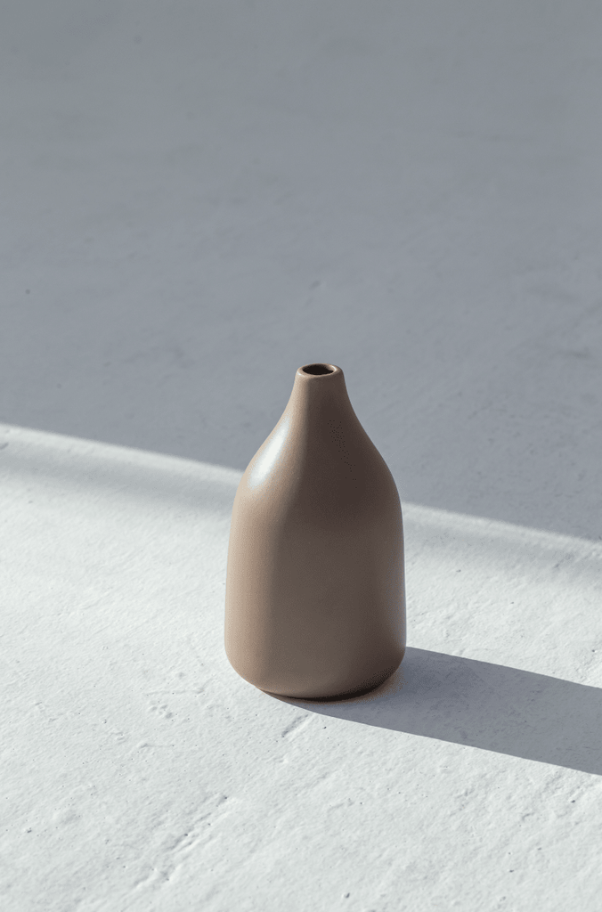 Light Brown Elongated Ceramic Vase