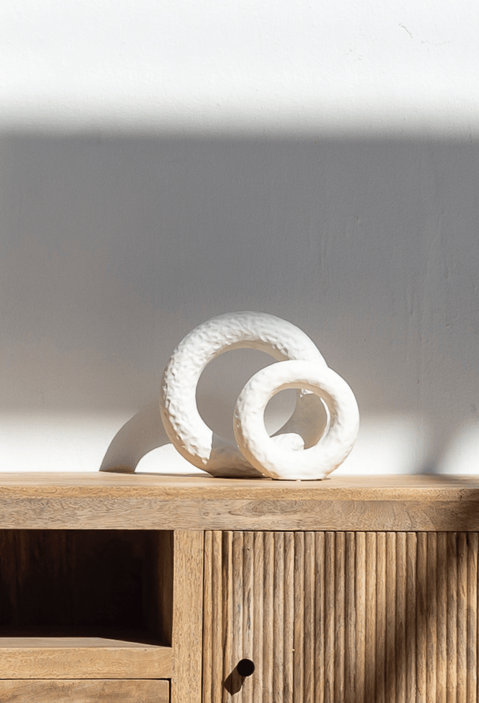 Round Donut Shape White Ceramic Vase (Set of 2)