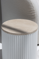 Nora Side Tables With White Wooden Base (18 Top Variants)