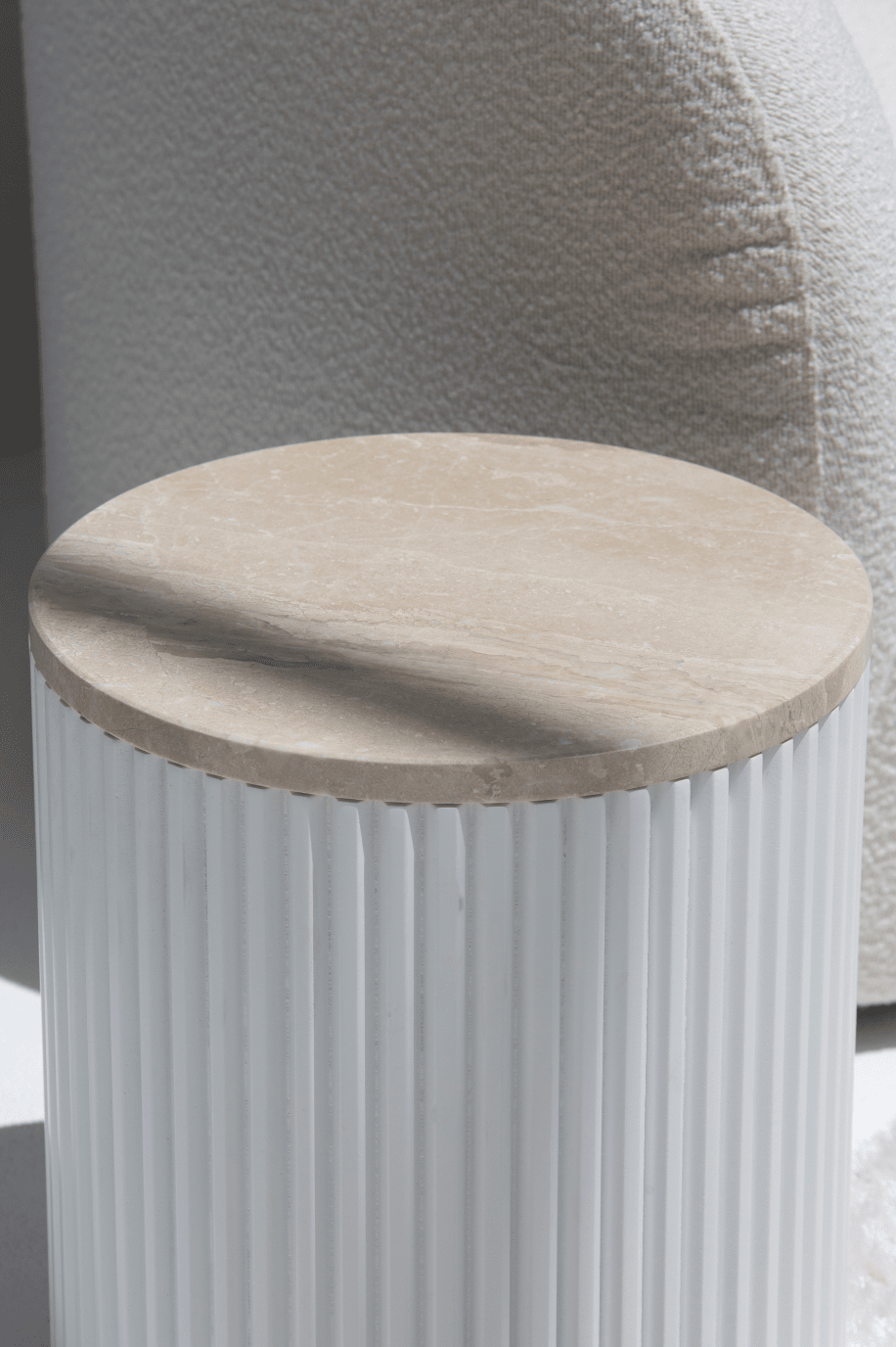 Nora Side Tables With White Wooden Base (18 Top Variants)