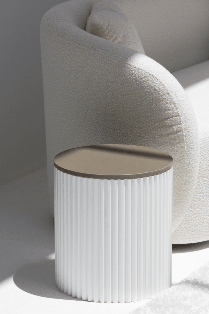 Nora Side Tables With White Wooden Base (18 Top Variants)