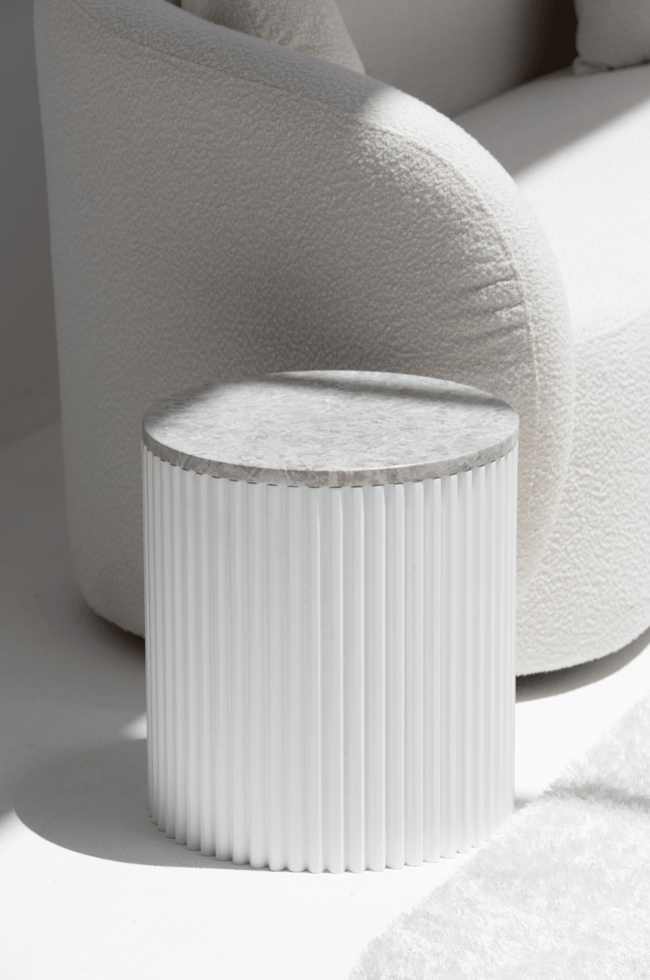 Nora Side Tables With White Wooden Base (18 Top Variants)