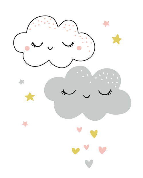 Whimsical Cloud Duet Wall Art FAI12 