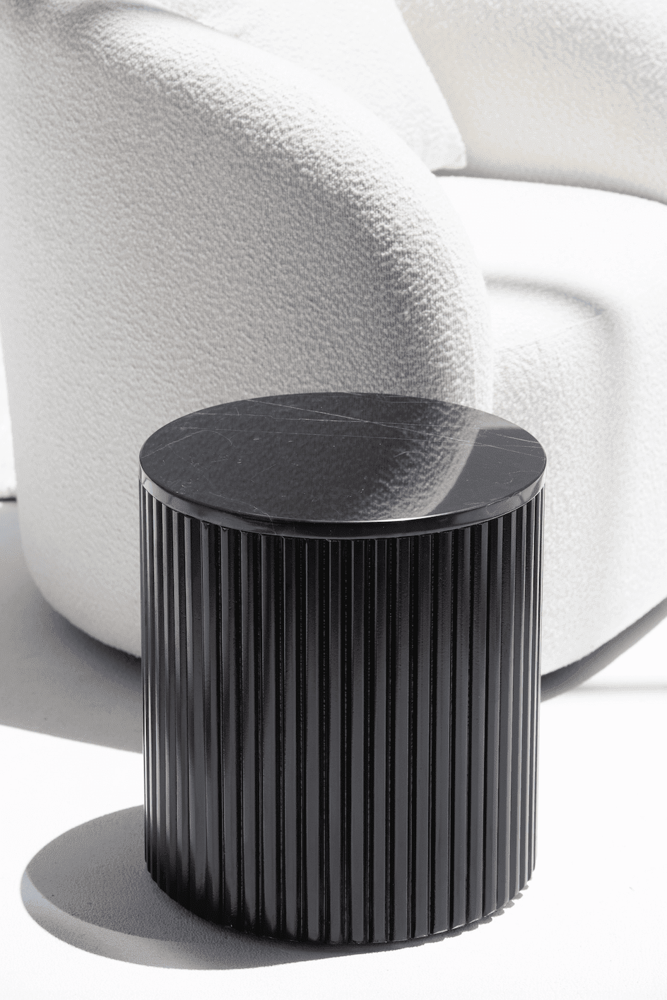 Nora Side Tables With Black Wooden Base (9 Top Variants) Black Marquina 