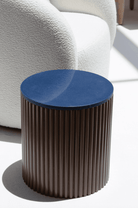 Nora Side Tables With Brown Wooden Base (18 Top Variants) MGH Blue Quartz 