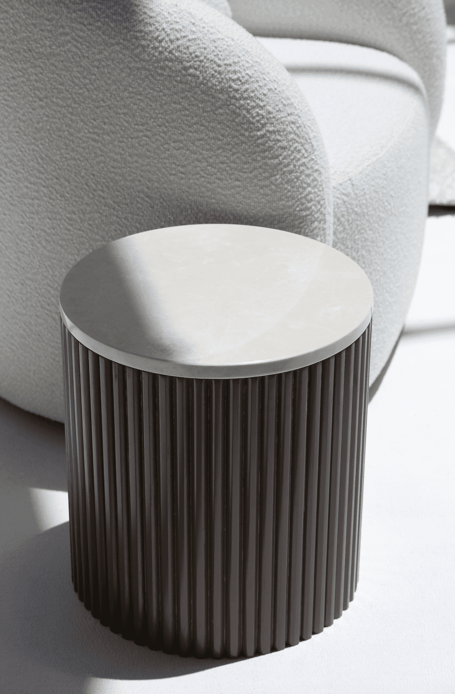 Nora Side Tables With Brown Wooden Base (18 Top Variants) Crema Uno Maeble 