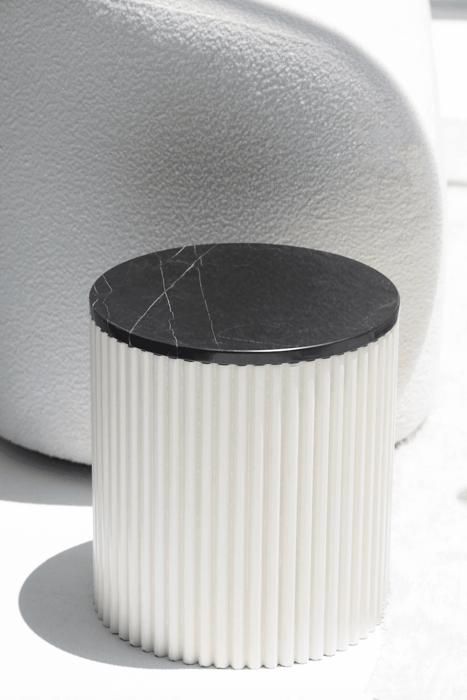 Nora Side Tables With Beige Wooden Base (18 Top Variants) Black Marquina 