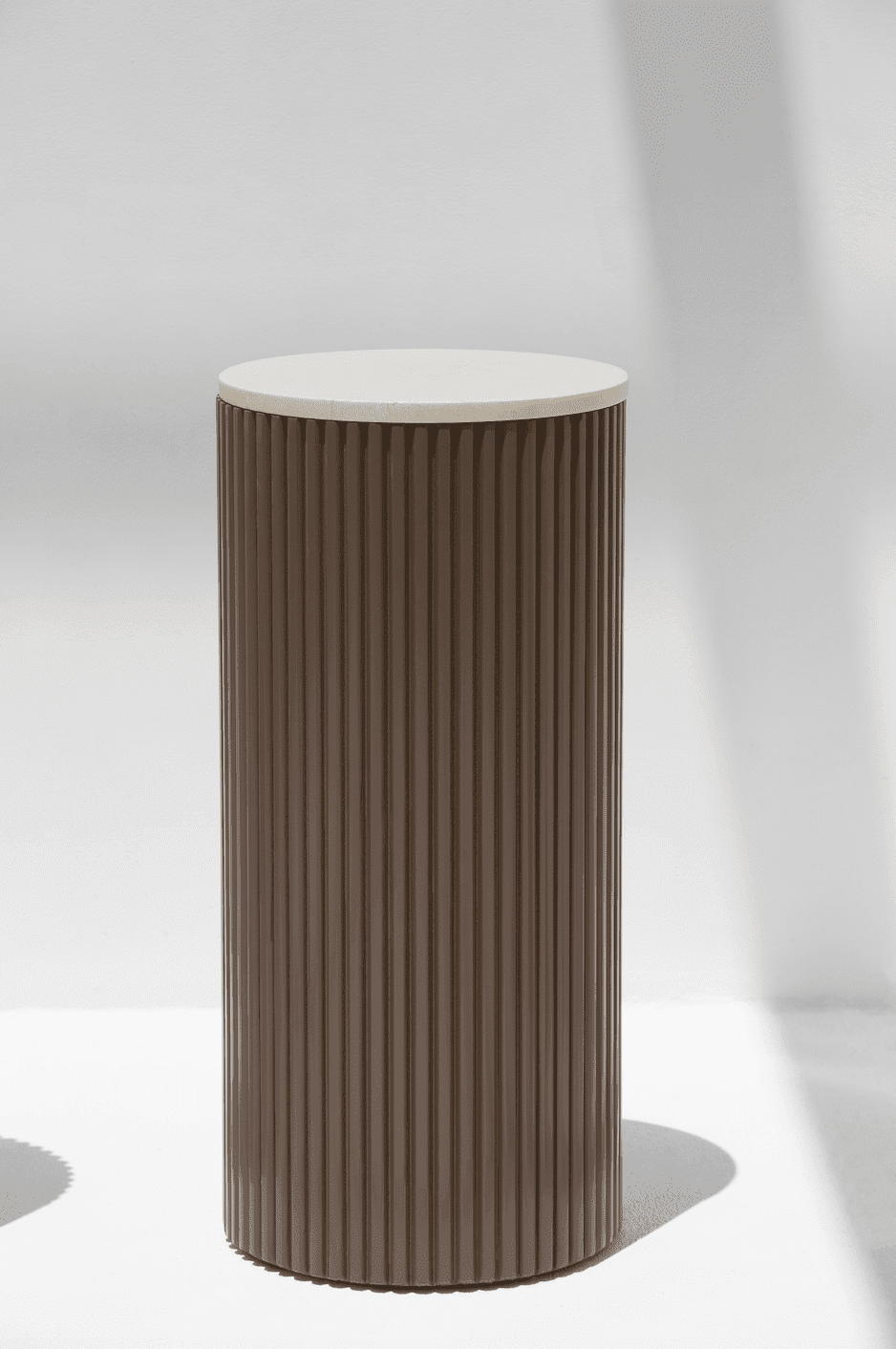 Alora Brown Wooden Plinth With Multiple Tops Crema Marfil 