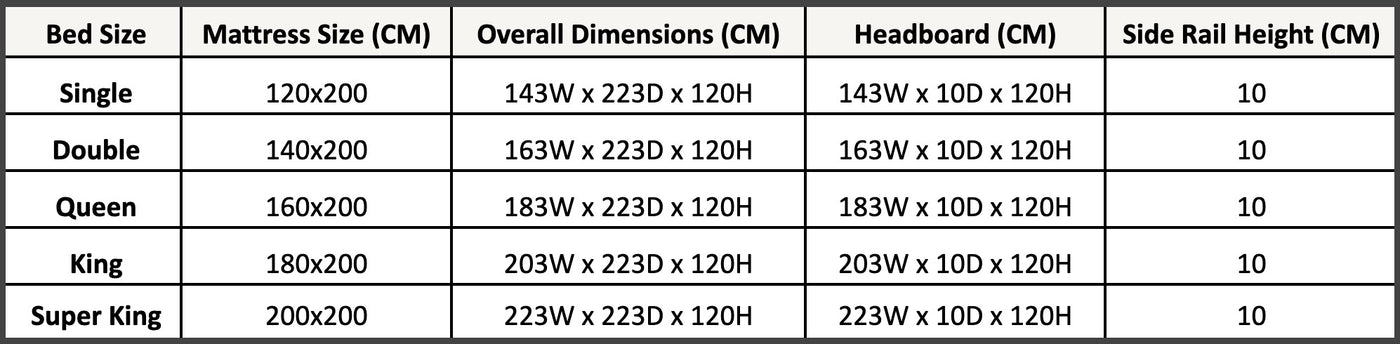 Size chart
