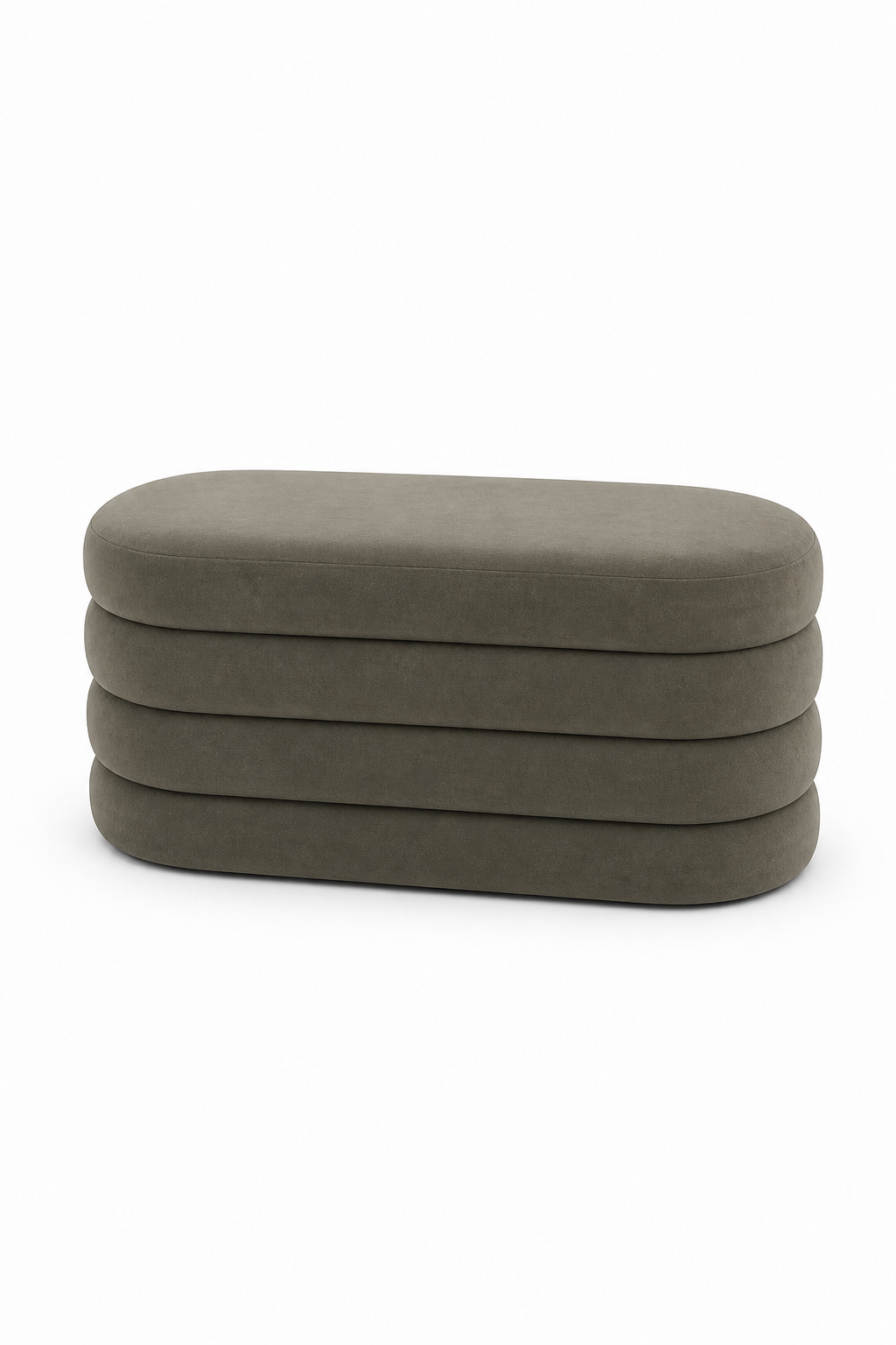 Sevil Greyish Green Boucle Layered Storage Bench