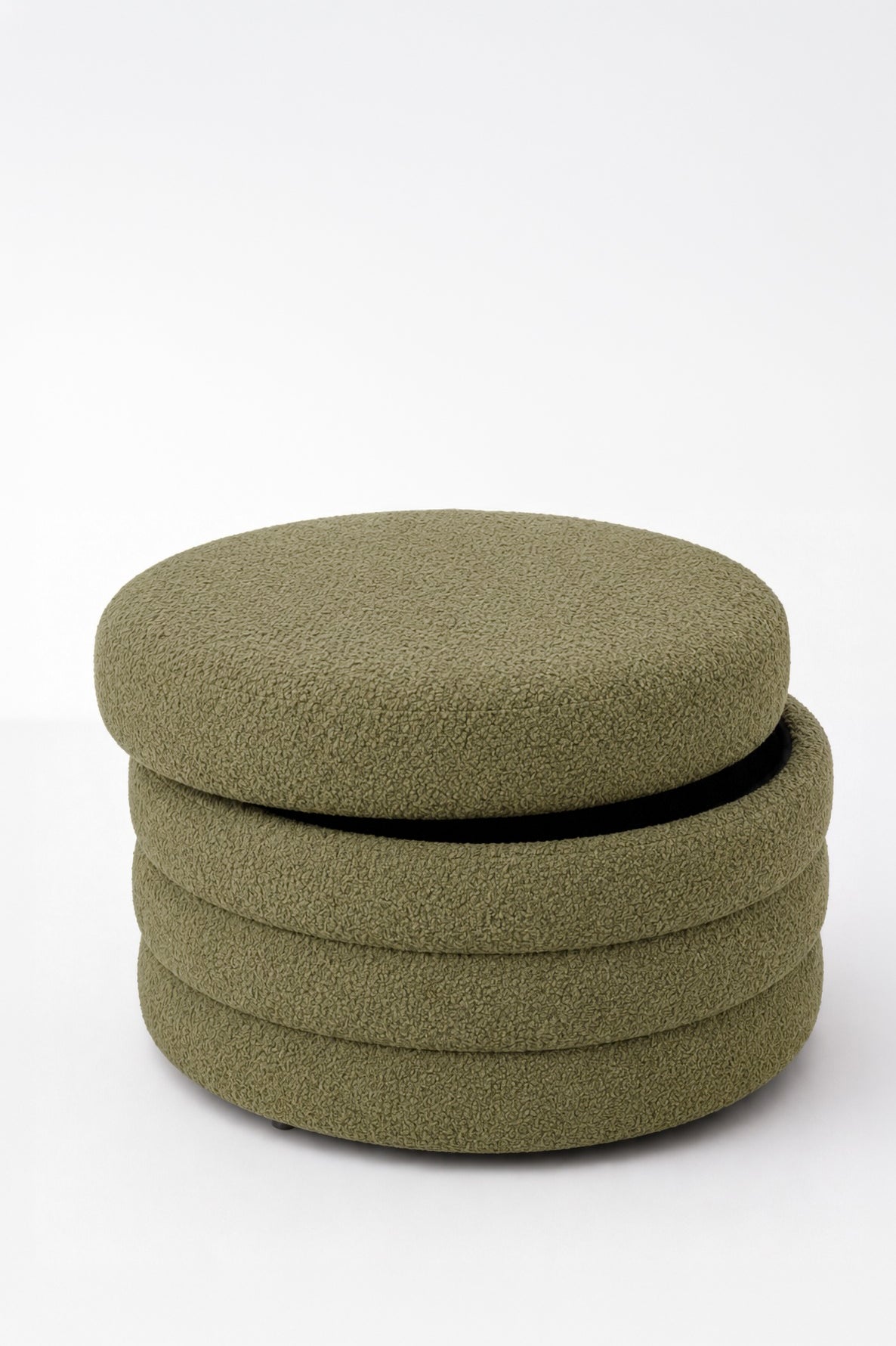 Sevil Light Olive Green Layered Pouf Ottoman