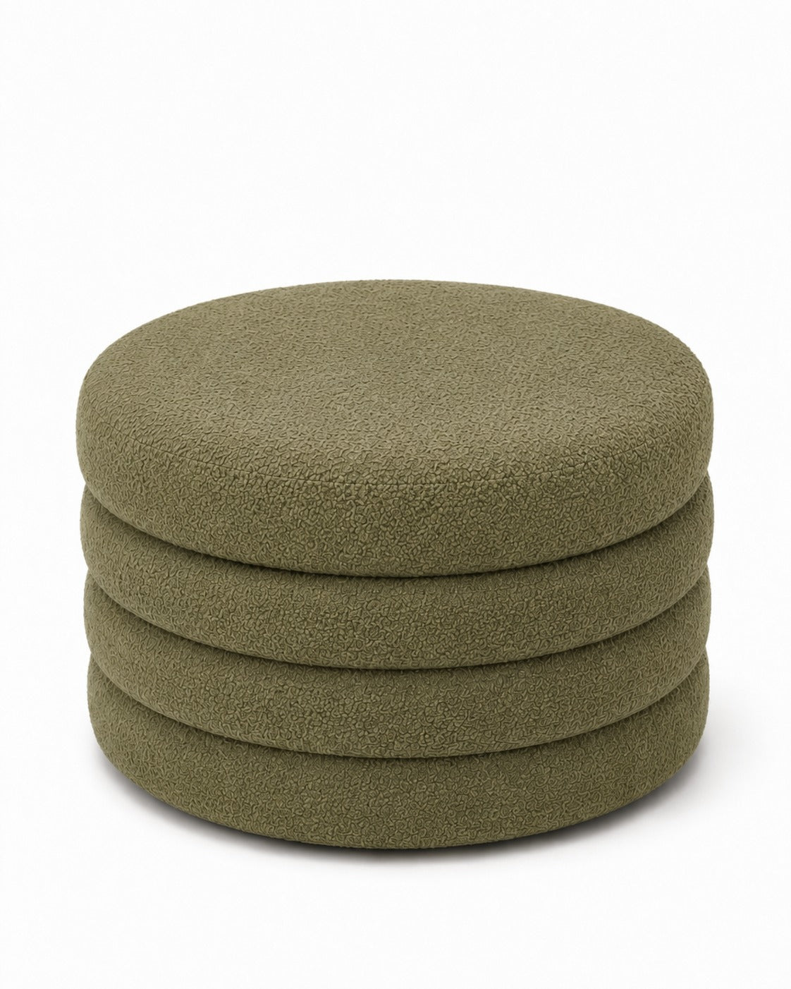 Sevil Light Olive Green Layered Pouf Ottoman