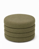 Sevil Light Olive Green Layered Pouf Ottoman