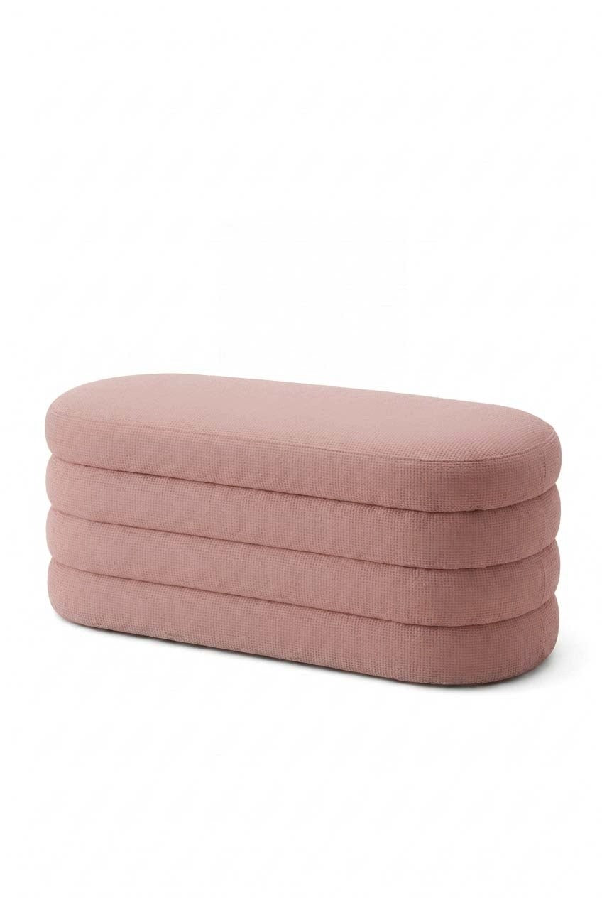 Sevil Mink Blush Boucle Layered Storage Bench