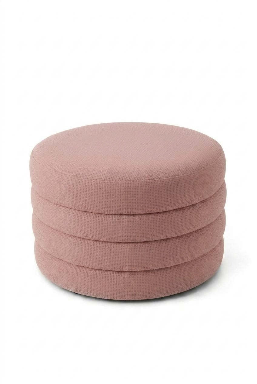 Sevil Mink Blush Layered Pouf Ottoman