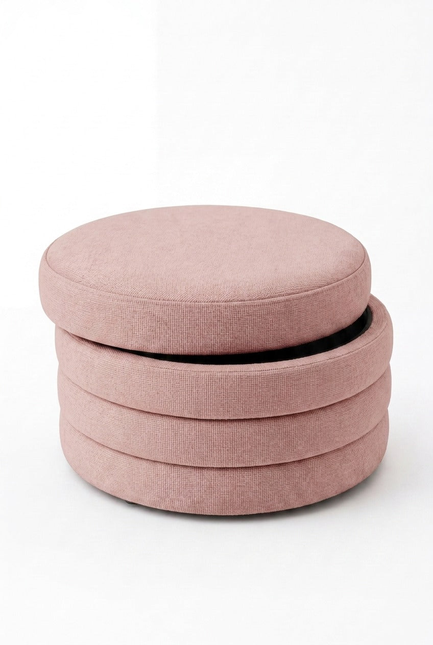 Sevil Mink Blush Layered Pouf Ottoman