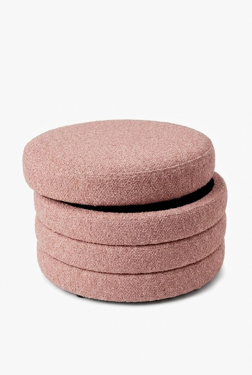 Sevil Mink Blush Layered Pouf Ottoman