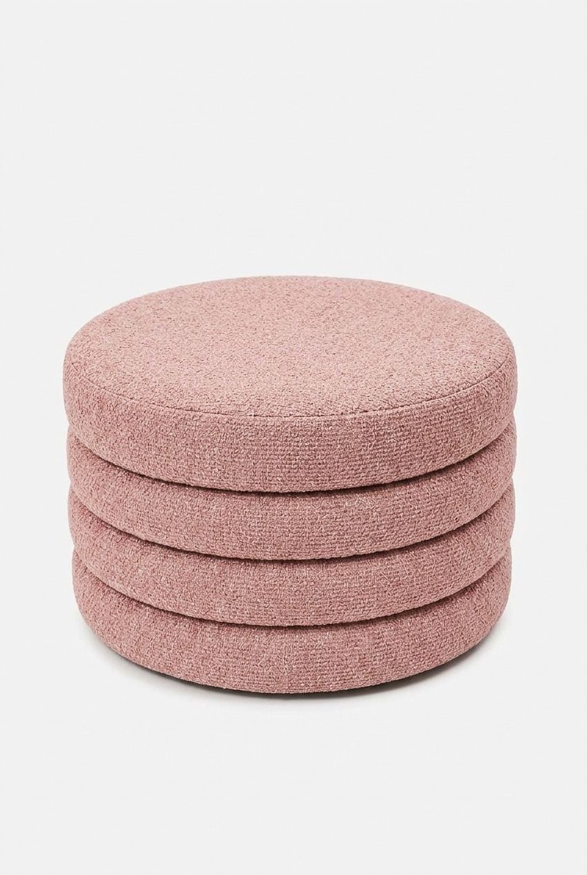 Sevil Mink Blush Layered Pouf Ottoman