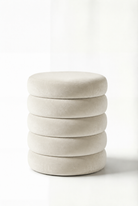 Sevil Off White Velvet Layers Storage Pouf