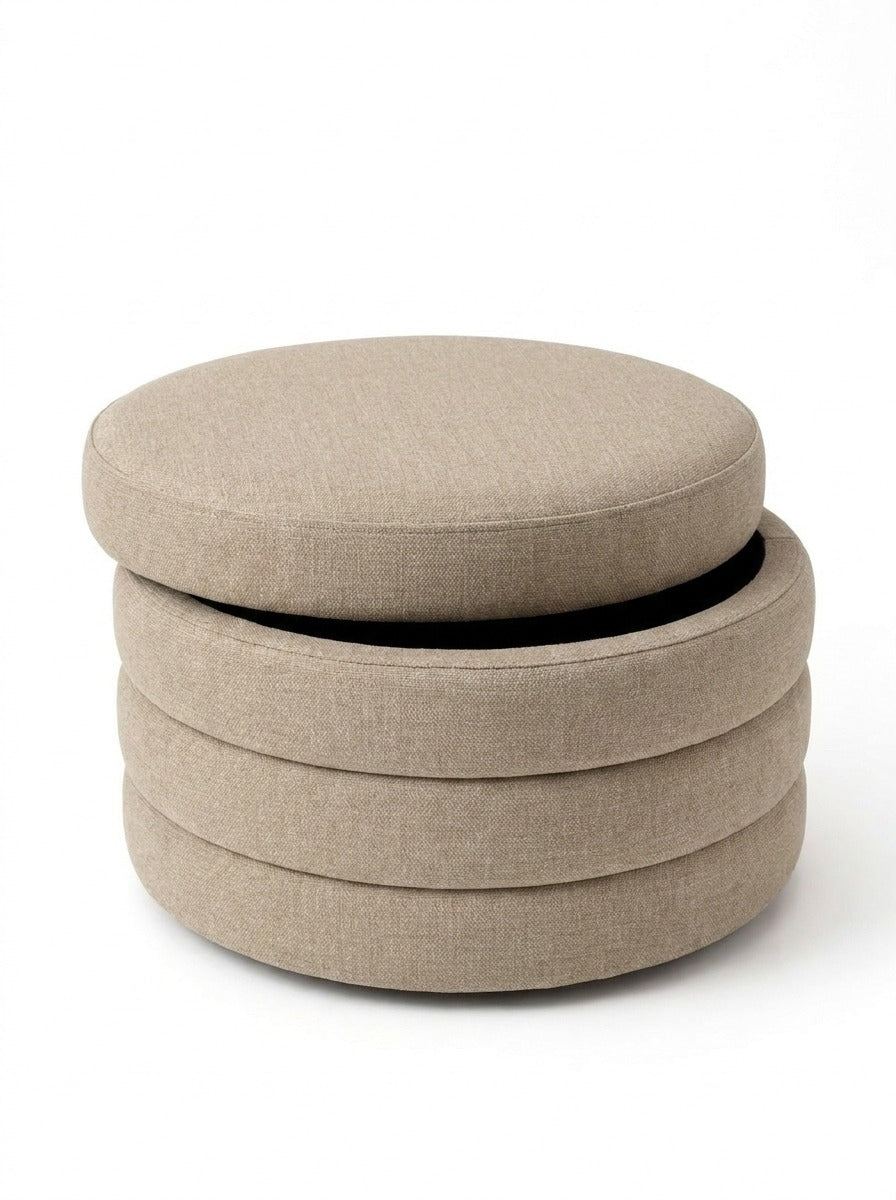 Sevil Taupe Layered Pouf Ottoman