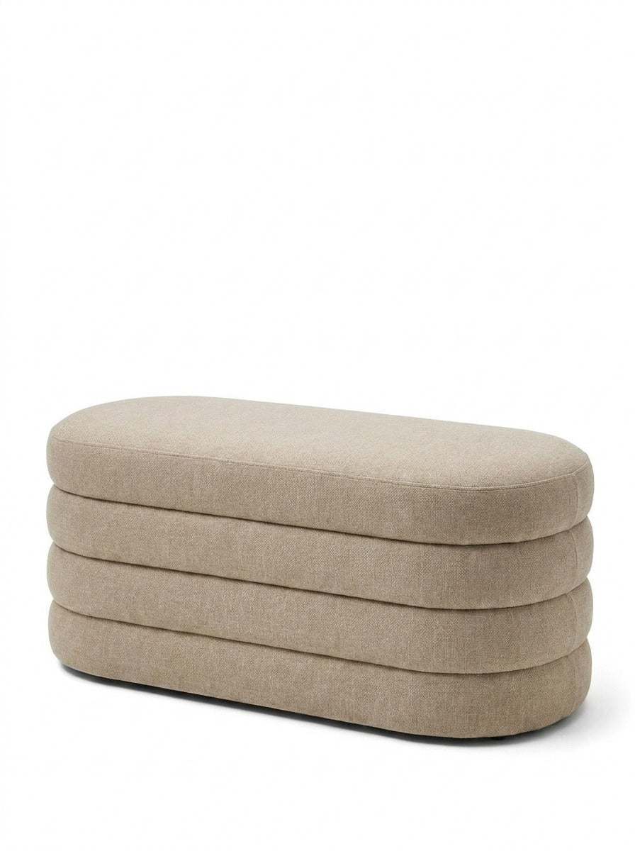 Sevil Taupe Layered Storage Bench