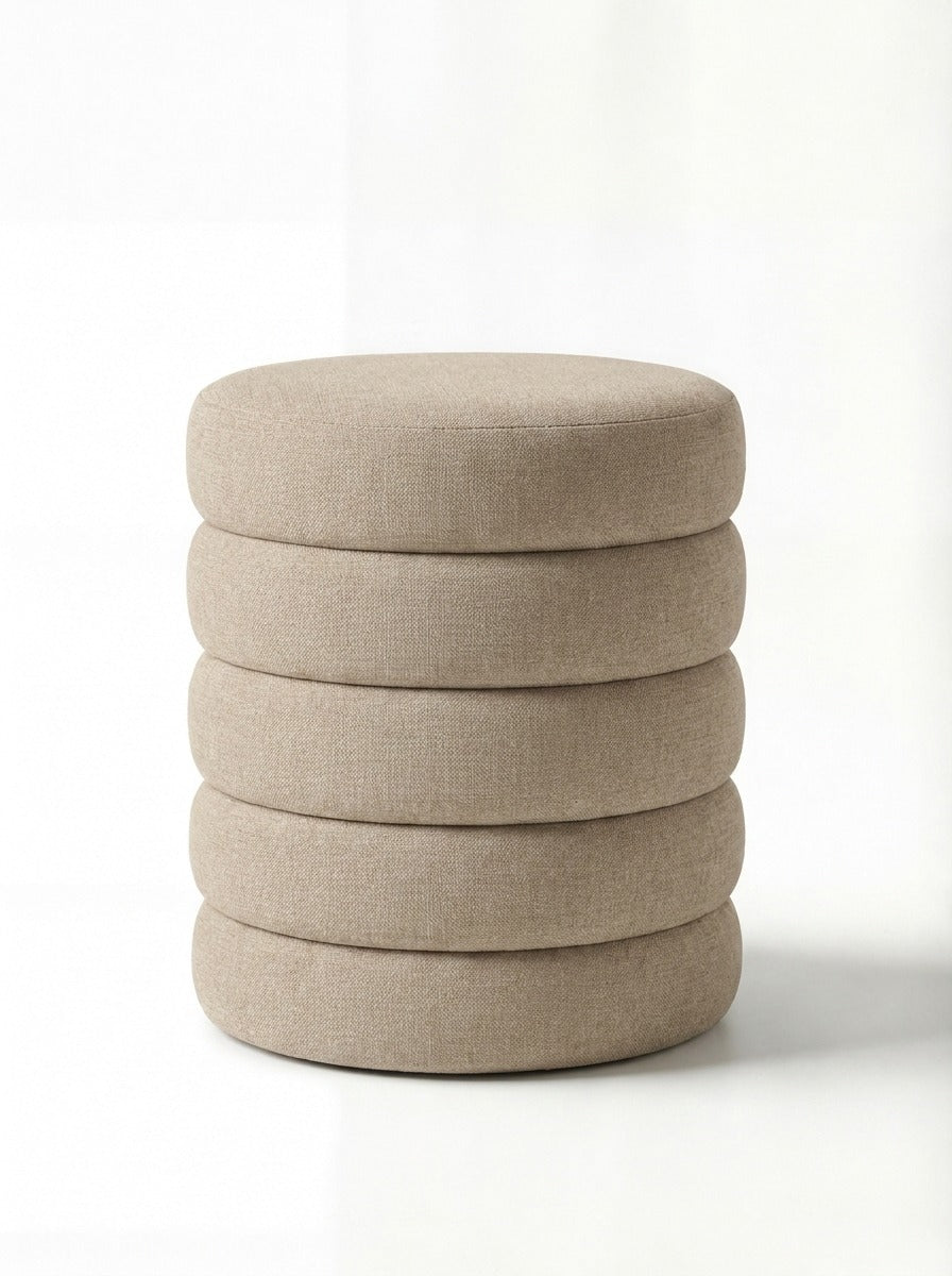 Sevil Taupe Layers Storage Pouf