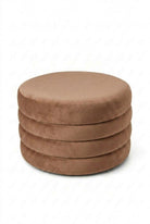 Sevil Taupe Velvet Layered Pouf Ottoman