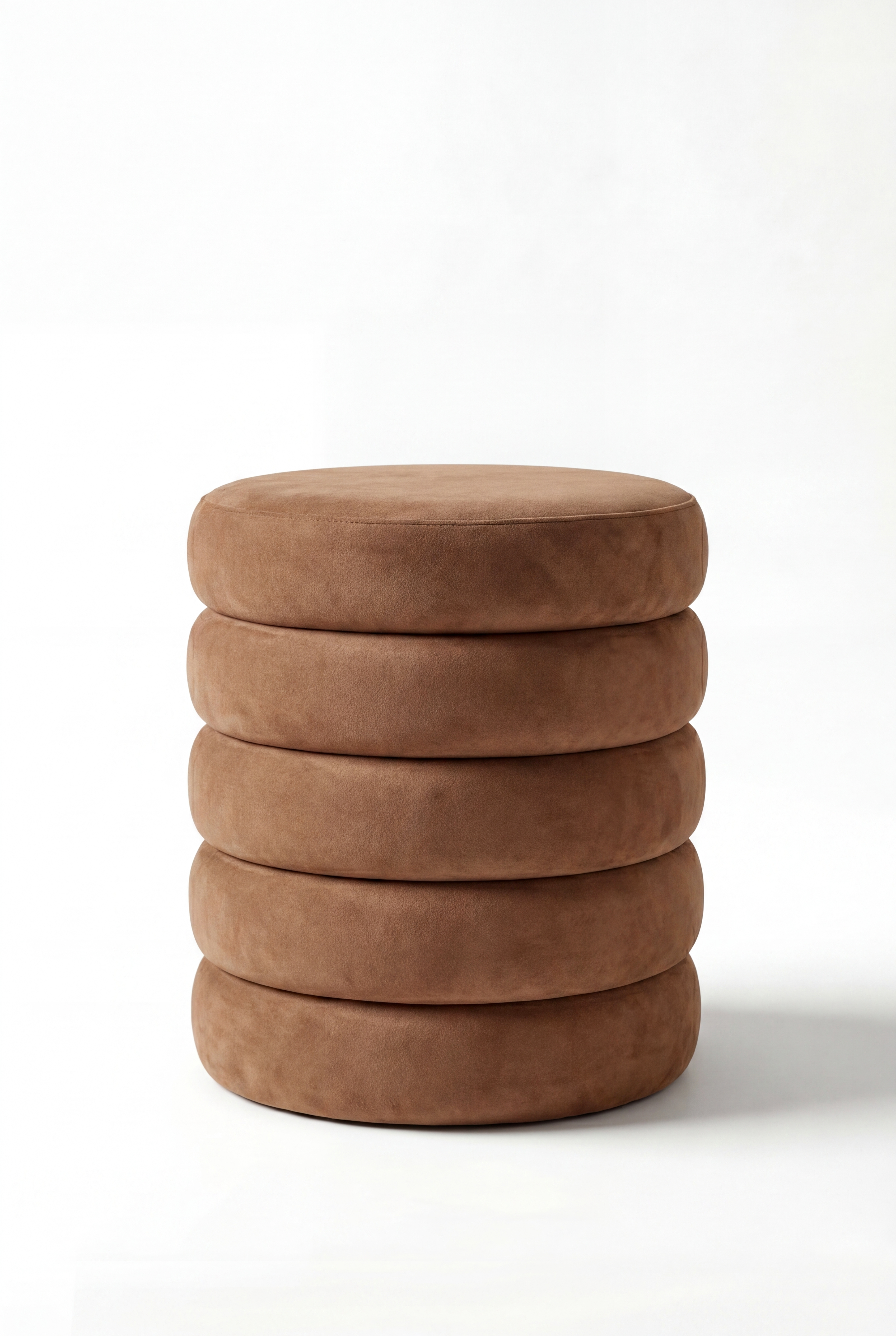 Sevil Taupe Velvet Layers Storage Pouf