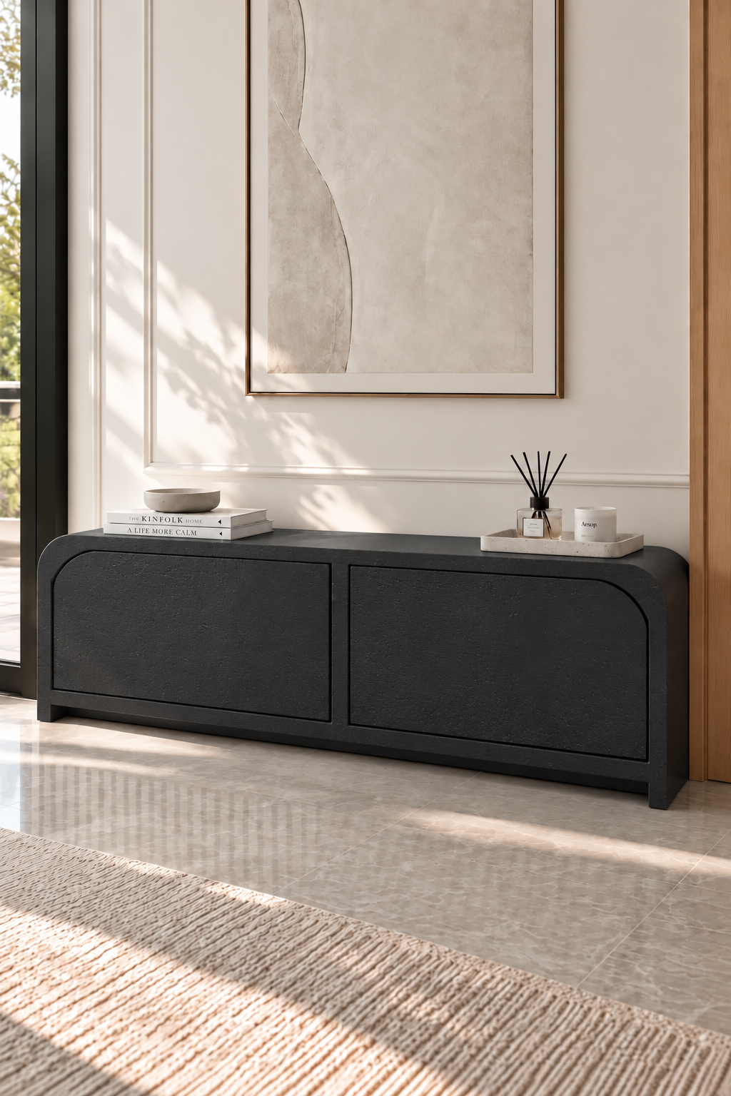 Sorevin Black Microconcrete Shoe Cabinet