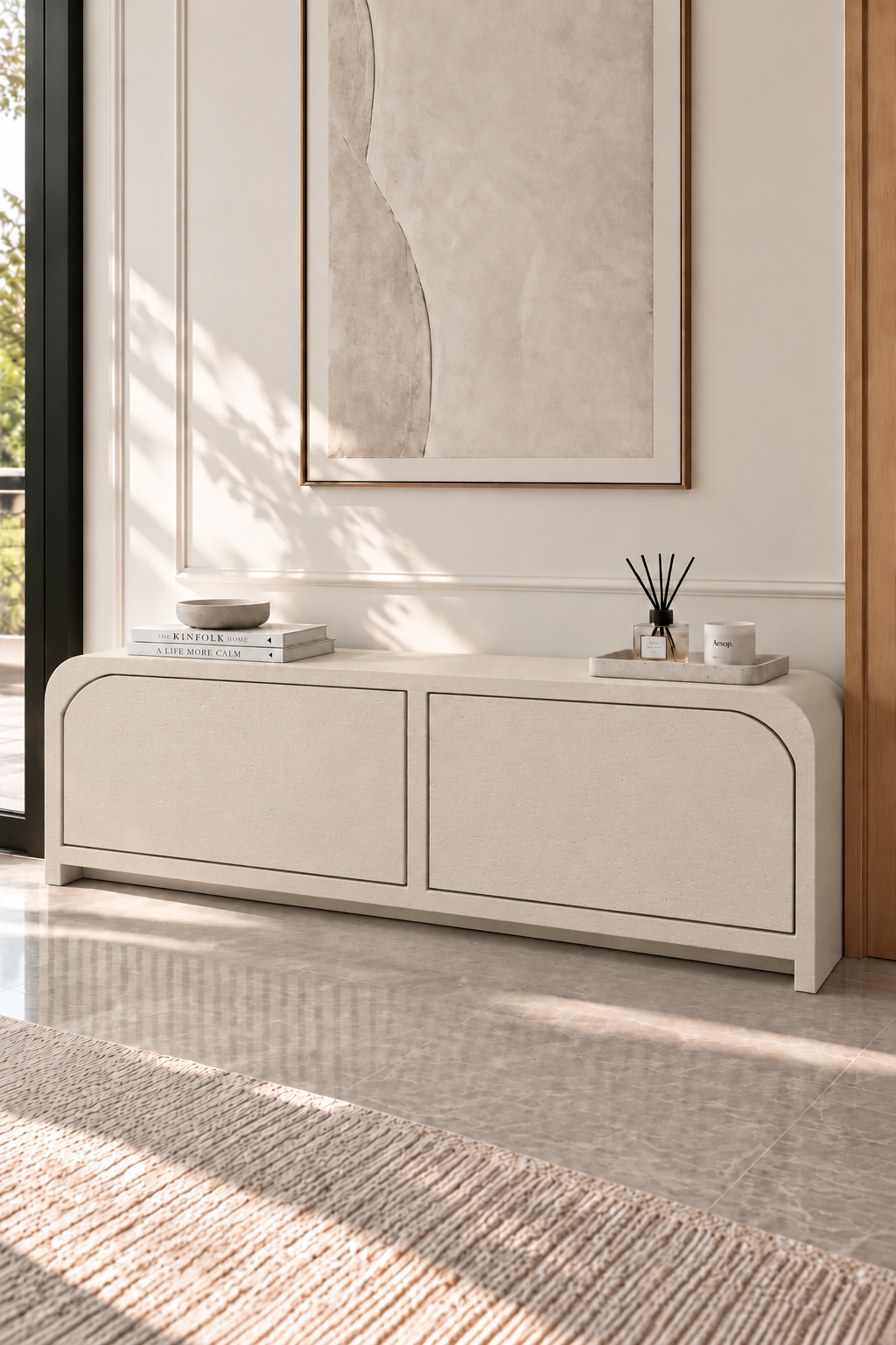 Sorevin Light Beige Microconcrete Shoe Cabinet