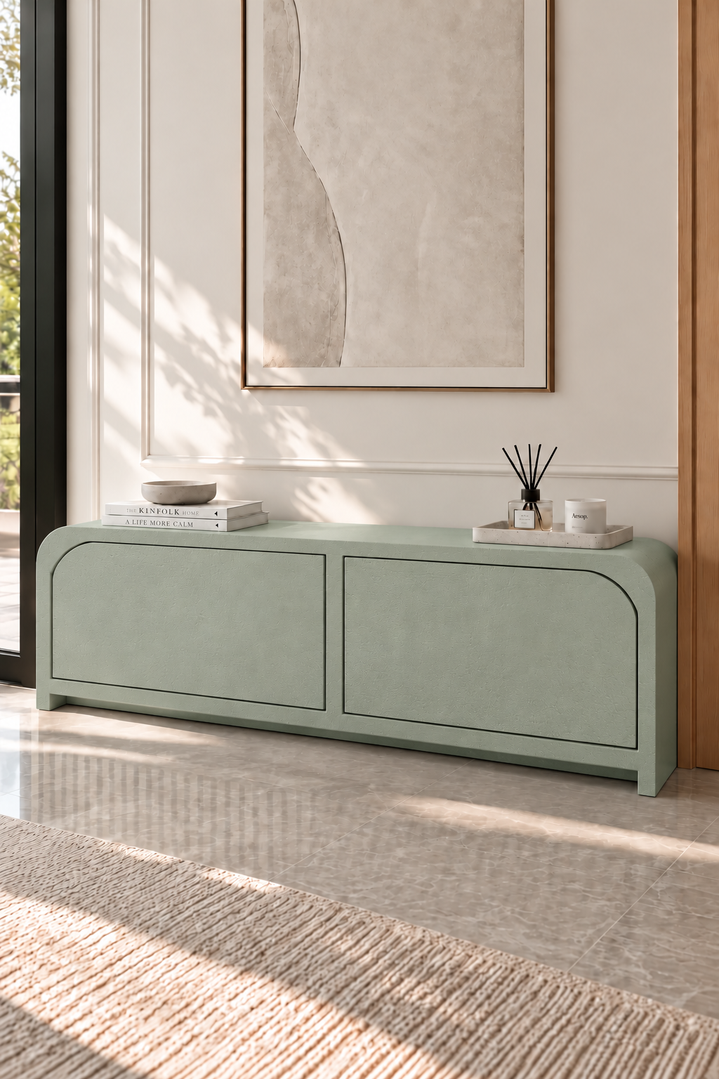 Sorevin Pistachio Green Microconcrete Shoe Cabinet