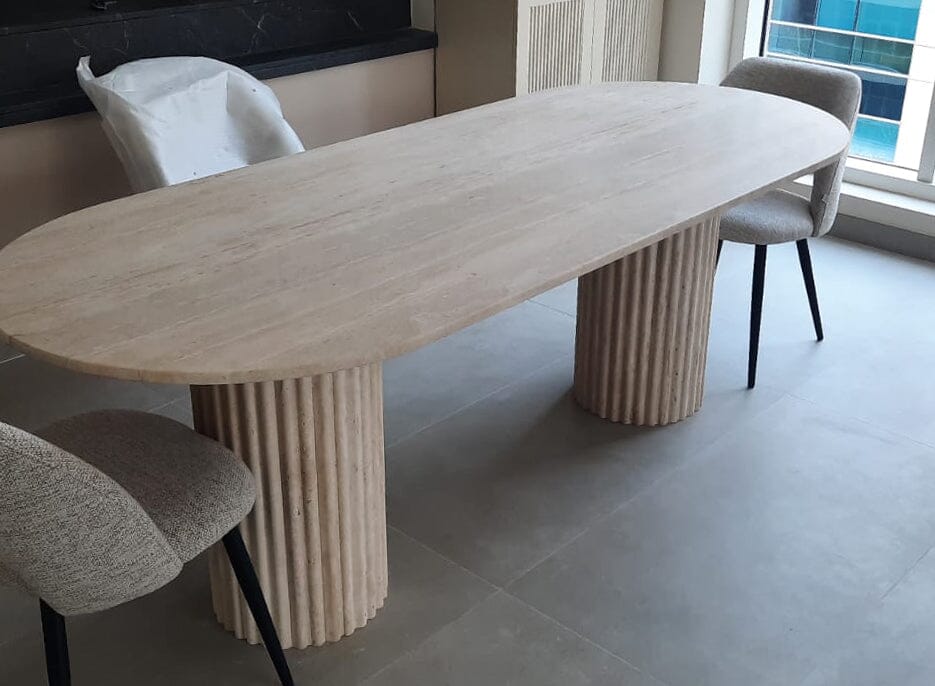 Valeria Travertine Oval Top Dining Table (5 Sizes)