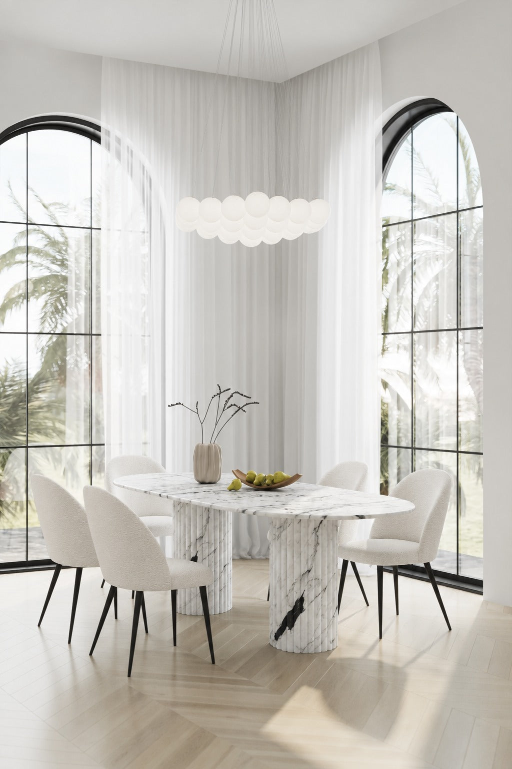 Valeria Viola White Oval Top Dining Table