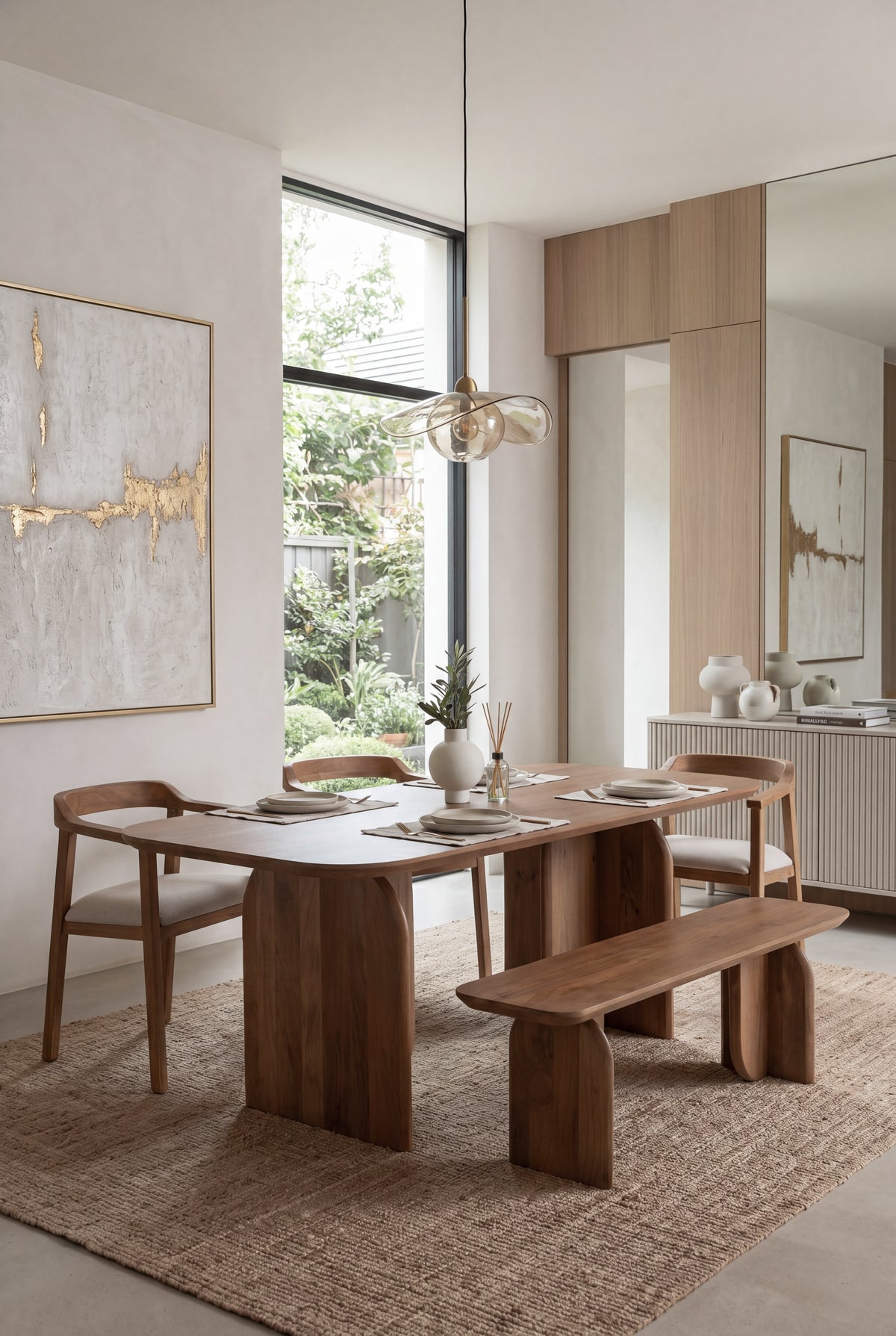 Valina Solid Wooden Dining Table with Rectangular Minimalist Modern ...